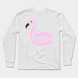Pink swan watercolor bird art Long Sleeve T-Shirt